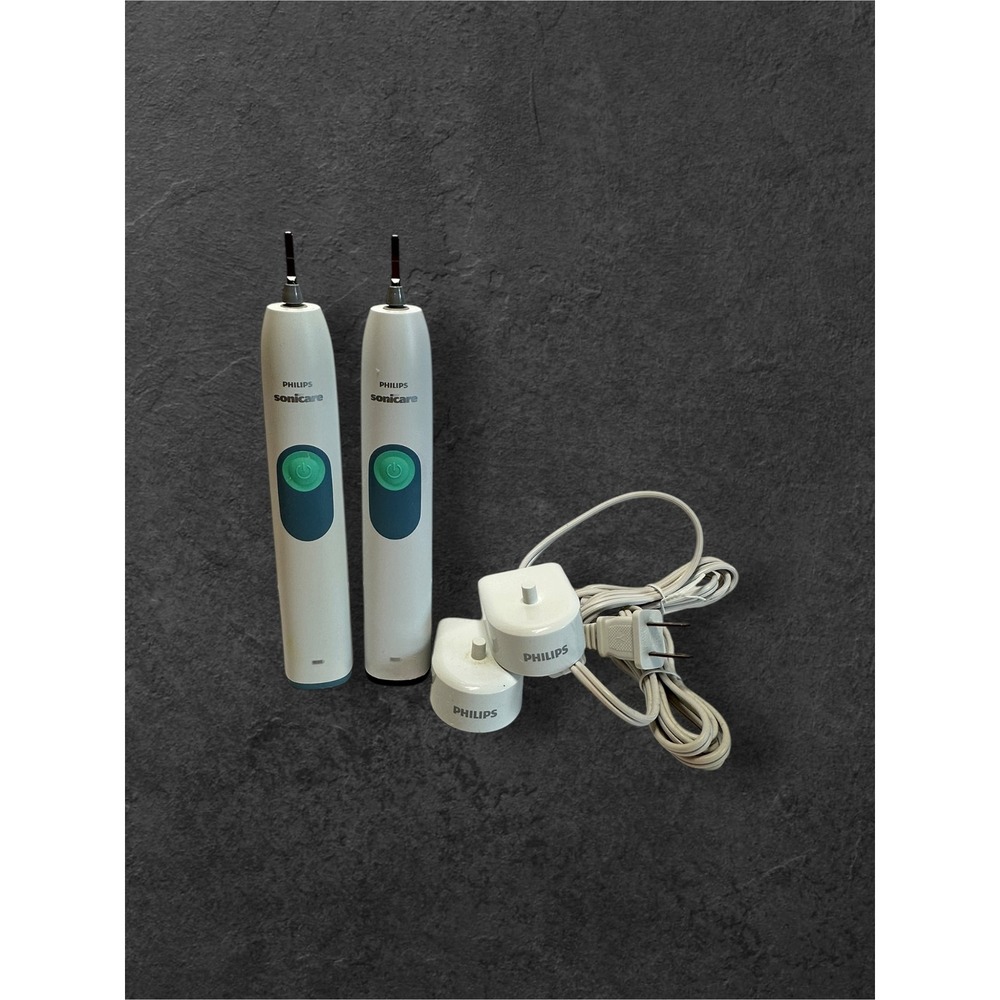 Set of 2 Philips Sonicare Toothbrush White HX6240-05 Dual Handle Set - Works